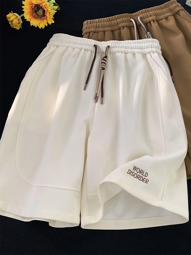 

Американские свободные спортивные мужские летние тонкие новые модные брендовые повседневные прямые брюки до середины икры с пятью четверками