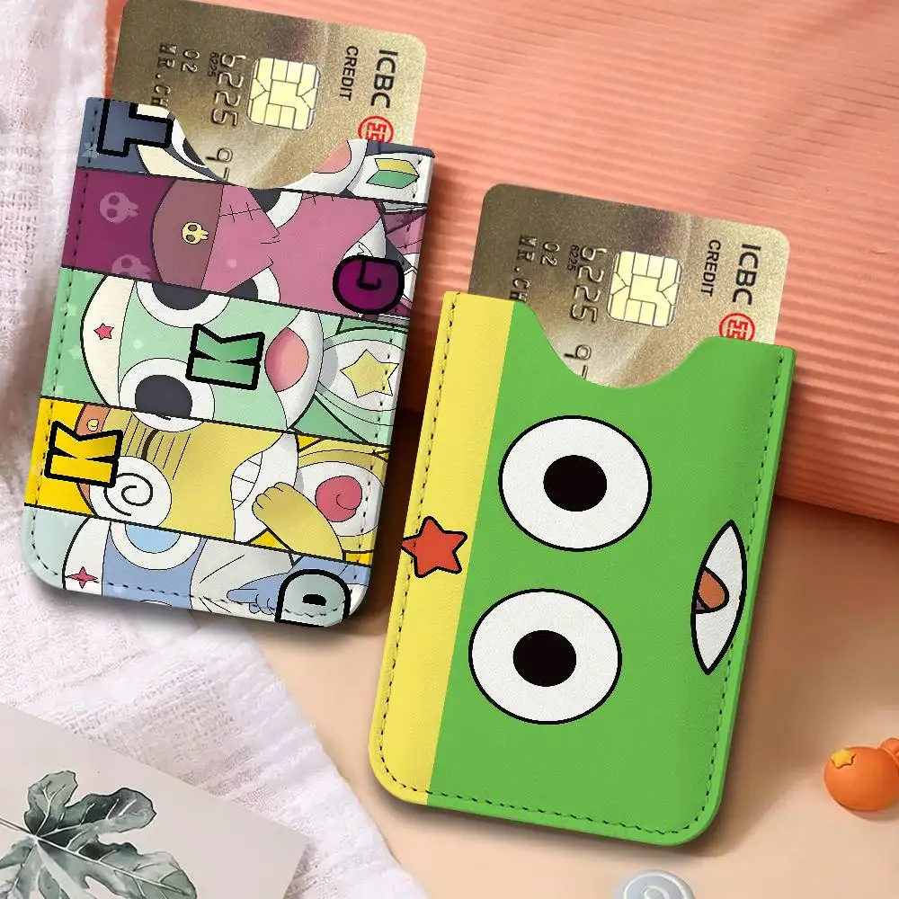 K-Keroro Gunsou Frog Lightweight Leather Card Holder Palm Pattern Protective Cover for Bus Card ID Card Compact Size