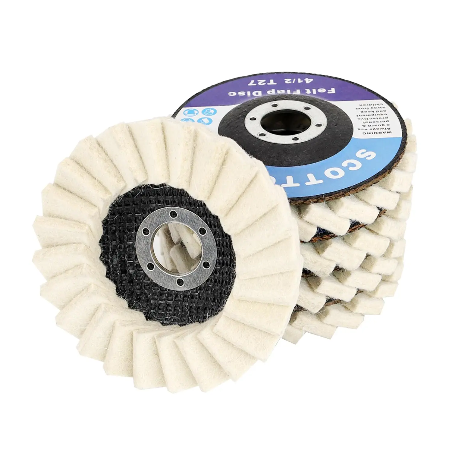 

Felt Flap Disc Abrasives 4-1/2' x 7/8' Arbor Buffing Polishing Wheel for Angle Grinder - 5 Pack