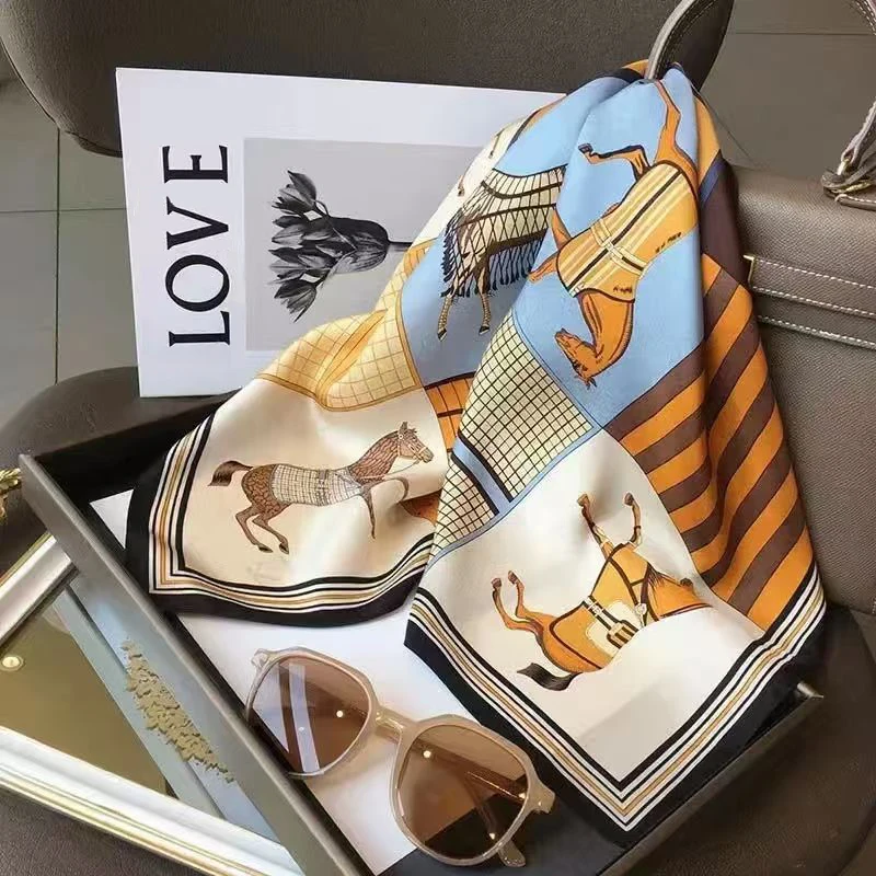 100% Mulberry Silk Scarf Women's Satin Multifunctional Square Scarf 90X90cm - Headband Hair Ribbon Neckerchief Bandana image 6