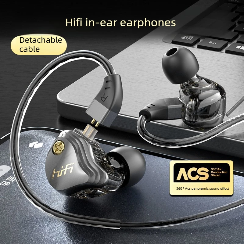 C Type in-Ear Earphones for Samsung IPhone Detachable Cable Super Bass Headphone with Mic for Gamer Girl Noise Canceling 3.5mm
