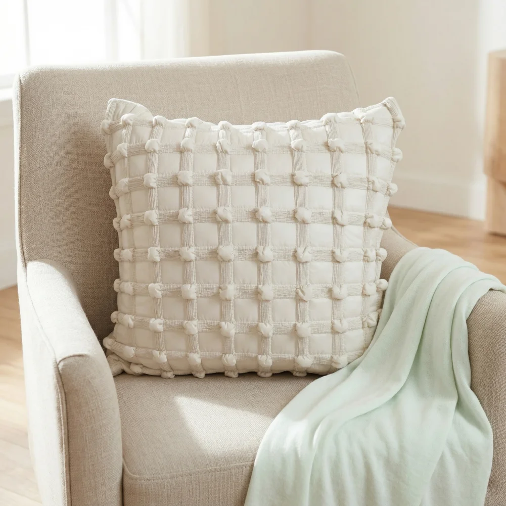 Three-dimensional Bubble Design Pillowcase Throw Pillowcase Cushion Cover 3d Bubble Design Sofa Decor Easy Care Replaceable Room