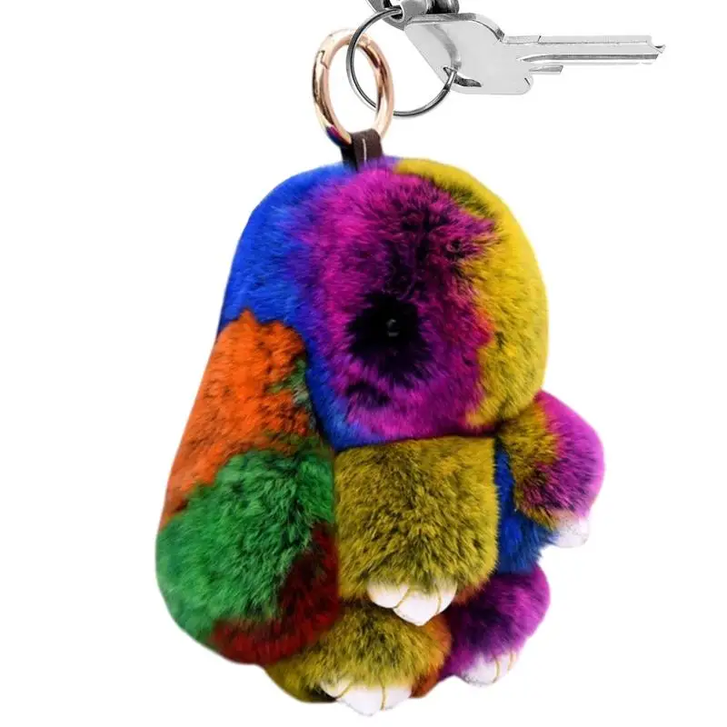 Llavero de conejito, colgante de bolso de felpa, llavero de conejito de peluche con conejo de estaño, llavero bonito, colgante creativo para mujeres y hombres