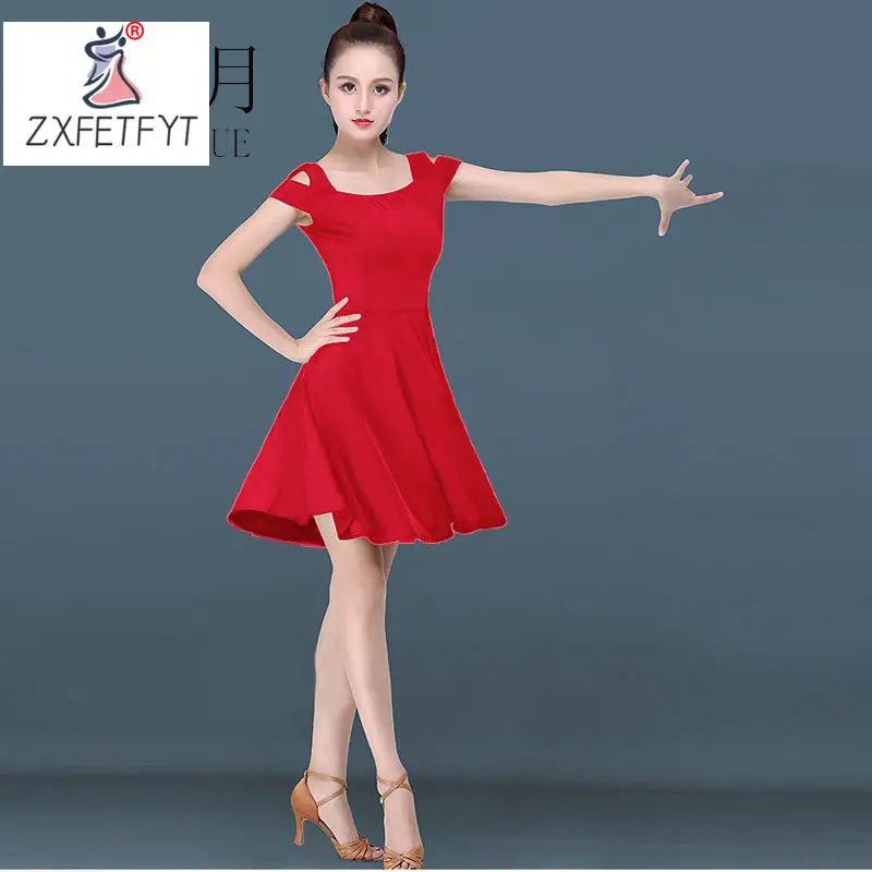 2024 New Style Summer Short Sleeve Latin Dance Dress For Women, Acetate Fiber Ballroom Dress For Dance Competition And Practice