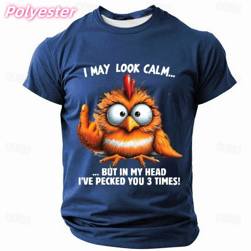 

Fun Chicken Pattern T-Shirt For Men Cute Animals 3D Printed Tees Summer Casual Loose Short Sleeve T Shirts Street Round Neck Top