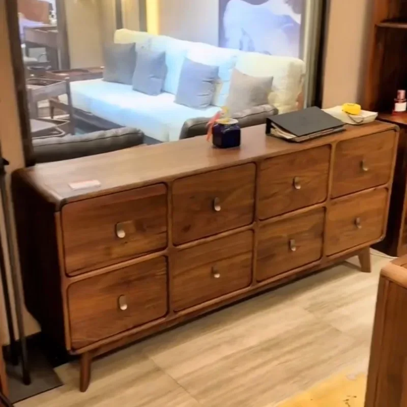 New Chinese style North American black walnut eight-drawer chest, bedroom storage locker, TV cabinet, locker, chest of drawers