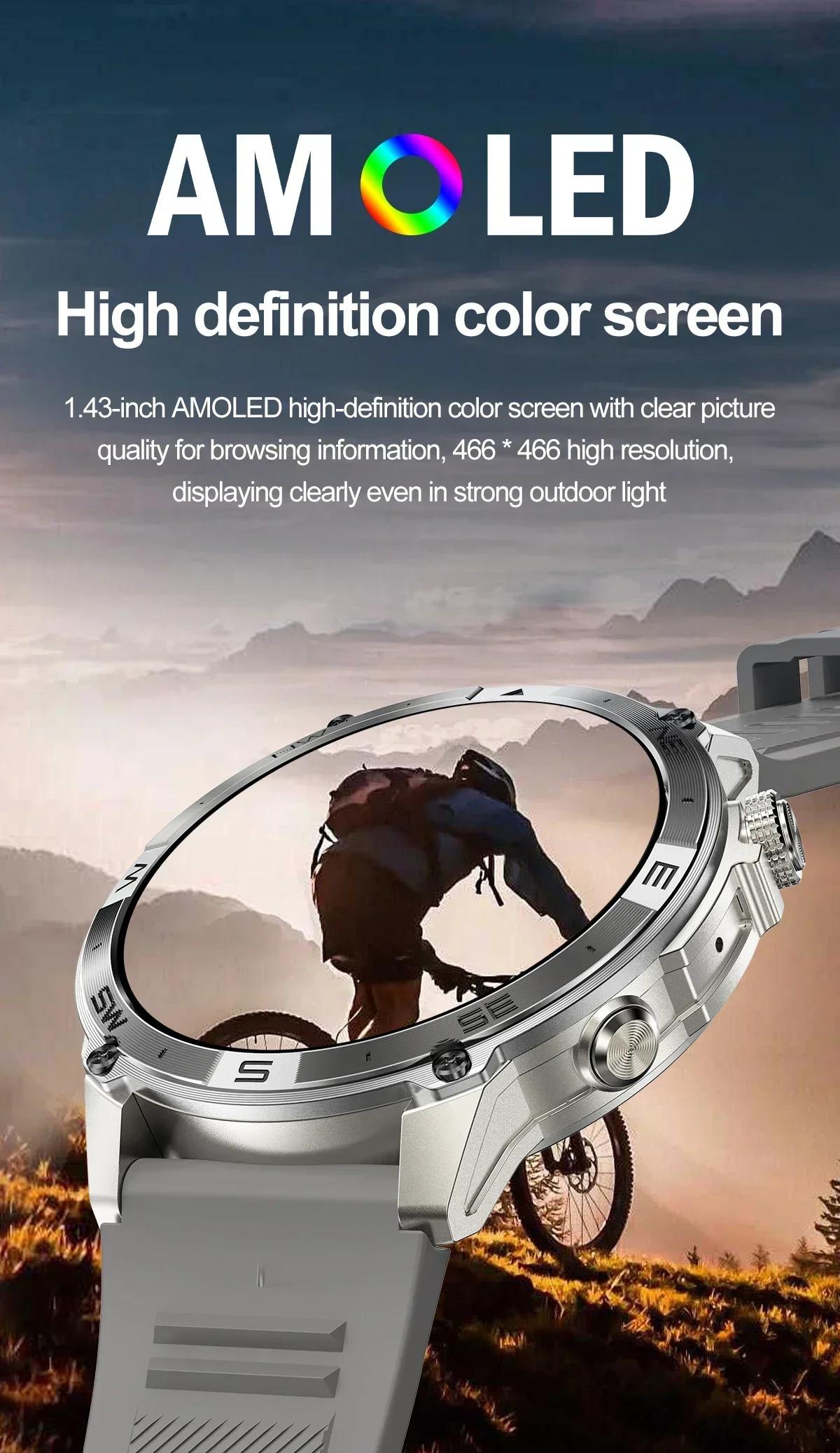 VWAR T-Rex 3 PRO Militärische IP68 Wasserdichte Smartwatch für Herren, Outdoor-Fitness-Tracker, Bluetooth-Anruf, Eingebautes GPS, Sport-Smartwatch – Detail 3