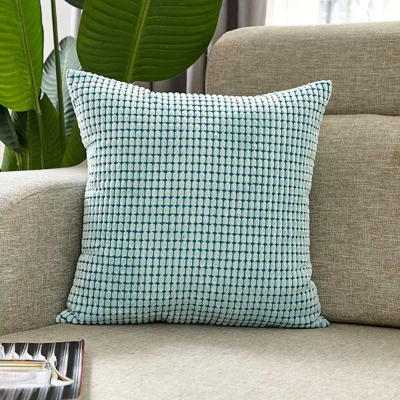 Light Blue Cushion Covers Super-Soft Striped Velvet Corduroy Pillow Cover for Sofa 45x45cm Home Decorative Pillow Case