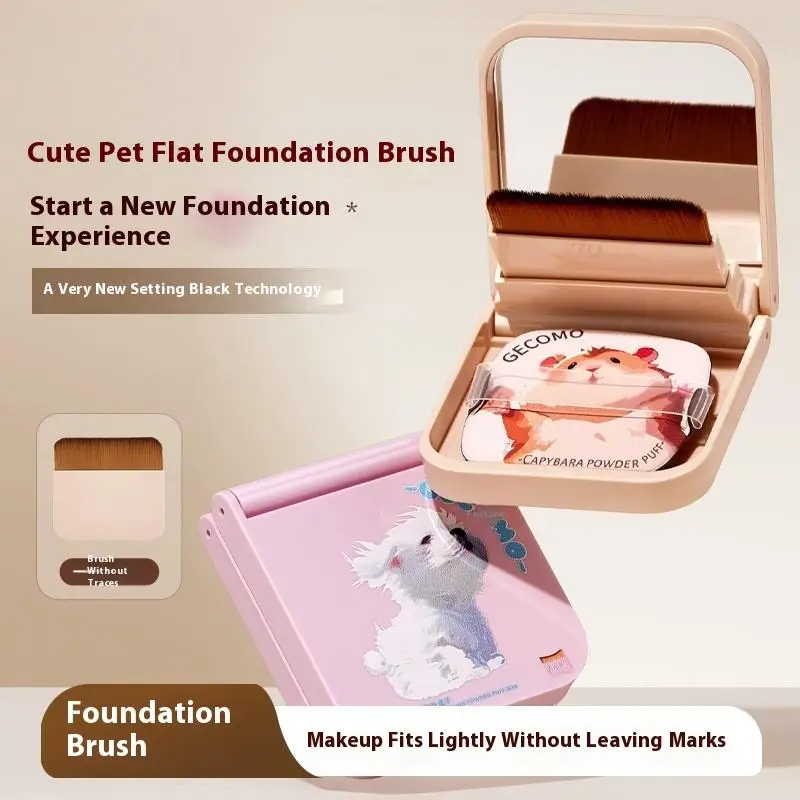 Traceless Soft Brush Puff Set, Ultra-thin Portable With Built-in Puff Mirror, Flawless Base Makeup Brush