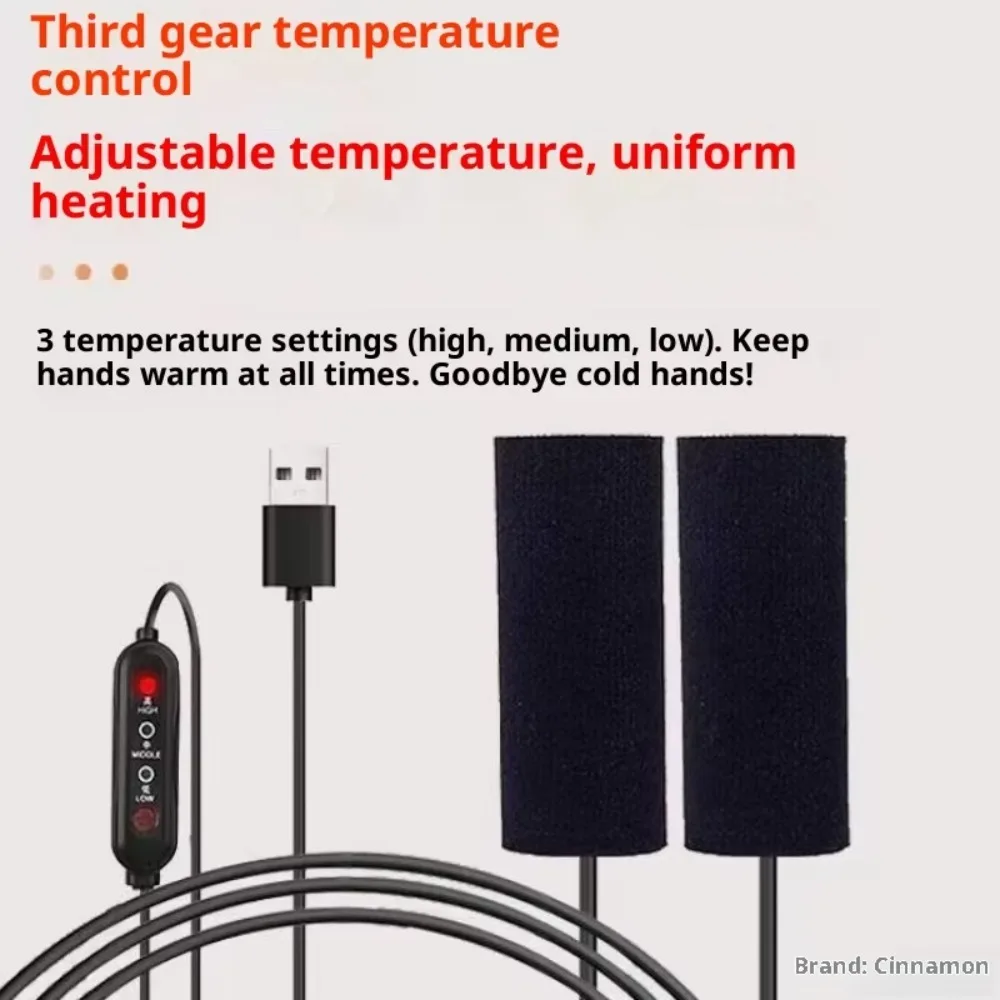 Motorcycle Heated Handgrip 5V 2A Three-Level USB Heating Anti-Slip and Fast Heating Handgrip Accessory Universal USB Plug