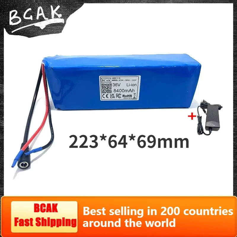 HOT 36V 10S3P 8400mAh 18650 Rechargeable Lithium Battery Pack for Bicycle Electric Scooter Wheelchair Belt BMS+ 42V 2A Charger