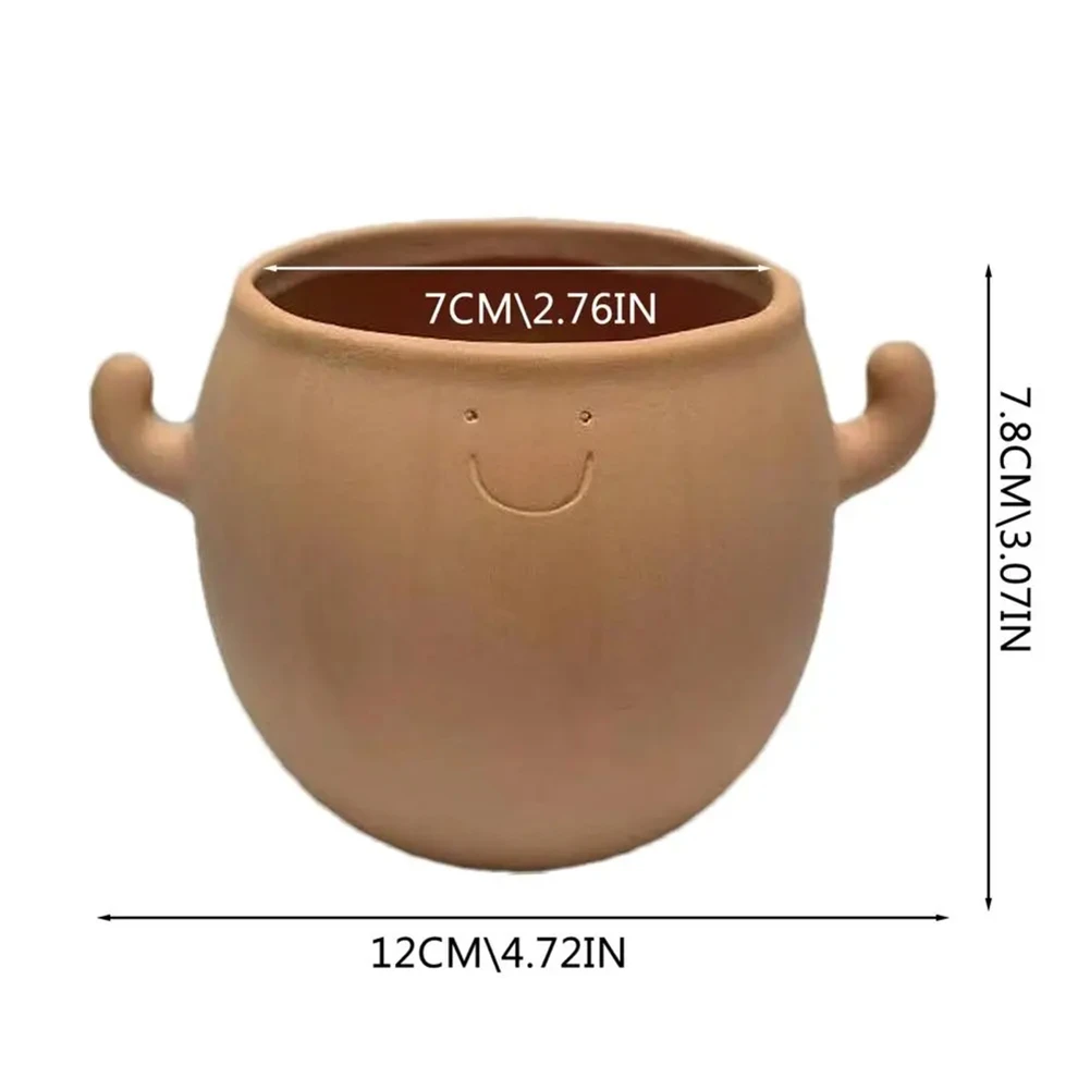 (HOPE) Ceramic Plant Pot Decorative Plant Pots Home Decoration Smiling Face Planter for Garden Balcony Bonsai Yard Men Desk