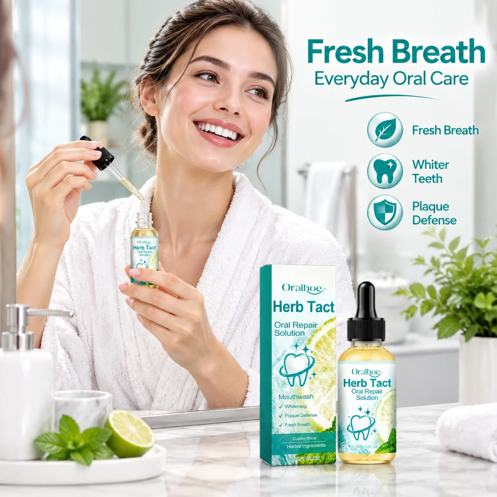 Herbal Oral Repair Drop Plaque Defense Stain Removal Soothes Gums Redness Reduce Irritate Fresh Breath Oral Refreshing Liquid ﻿