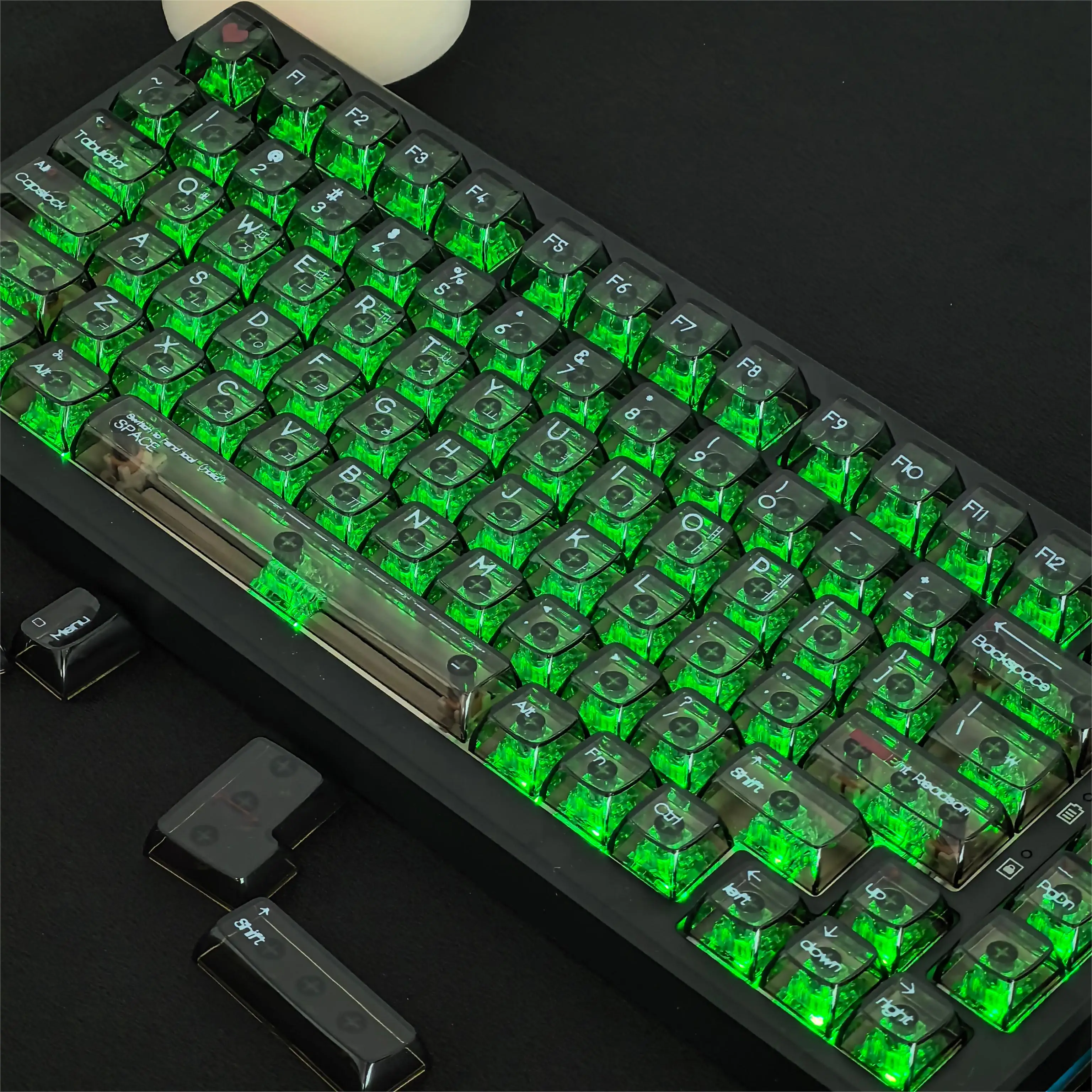 Korean Keycaps 132 Keys Black Transparent Keycap CBSA Profile PC Material Key Caps Suitable for MX Switch Mechanical Keyboard