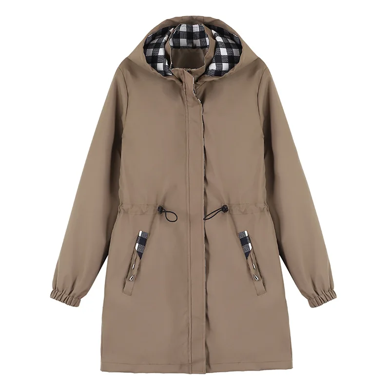 

Detachable Hooded Mid-Length Women's Jaet Coat Spring New Sle Casual Mom Clothes with Inner ket Winter Busin Gentle...