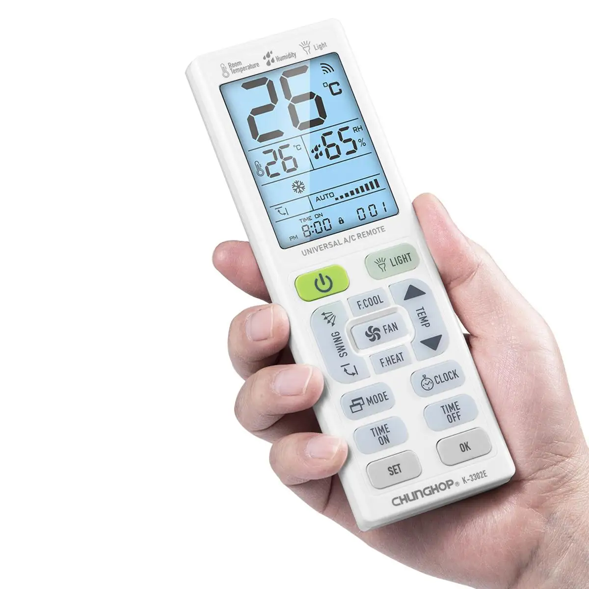 CHUNGHOP K-3302E Universal Air Conditioner Remote Control with Torch and LCD Backlight