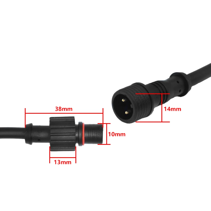 블랙 방수 커넥터 케이블, 수 플러그 및 암 플러그, LED 조명 스트립용, 길이 50cm 케이블, 2 핀, 3 핀, 1 세트
