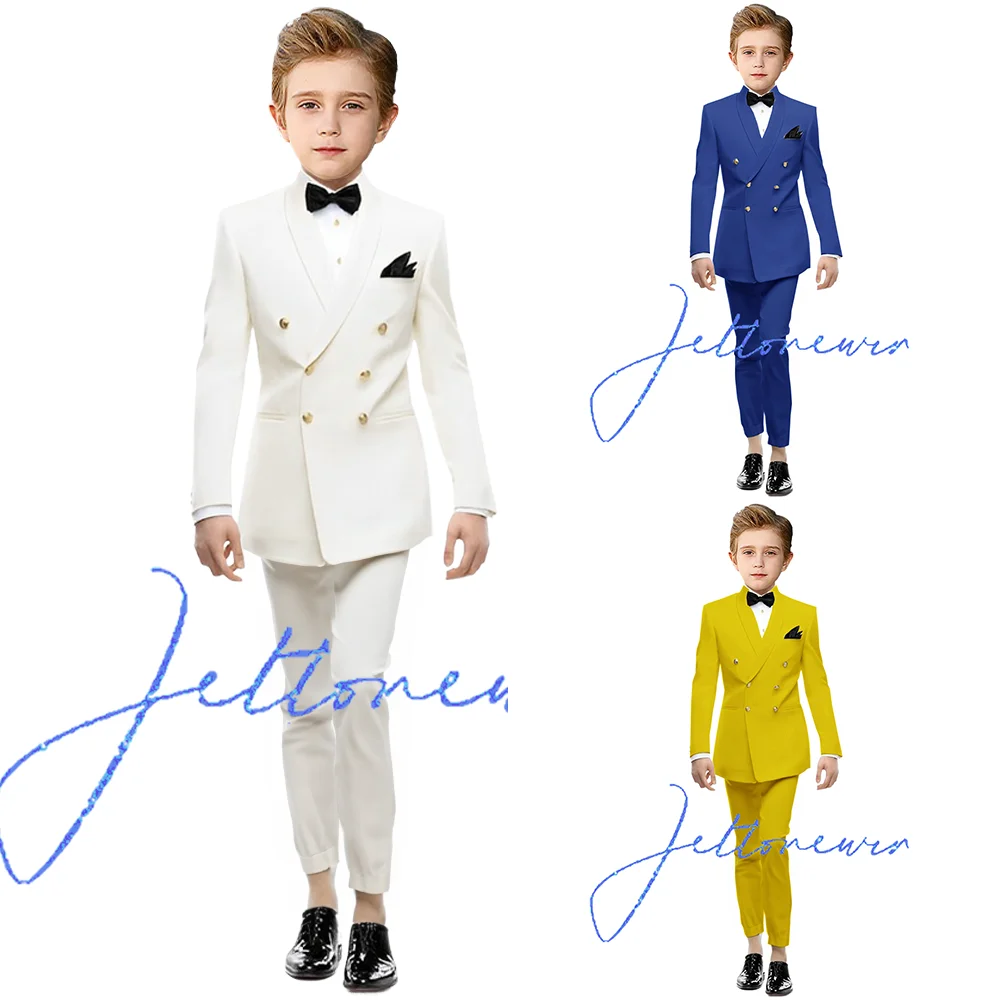 

Ivory Boys Suit 2 Piece Suit Formal Blazer Double Breasted Wedding Tuxedo Kids Custom Clothes 2-16 Years Old