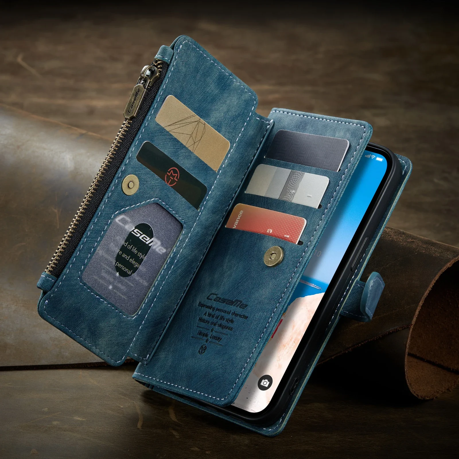 

Caseme-C30 Wallet Case For iPhone 17 /Air 16 15 14 13 11 12 Pro Max Mini 6 7 8Plus Card Holder Magnetic Clasp Leather Book Cover