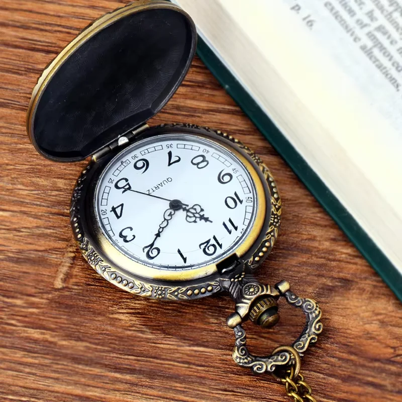 Large bronze thin chain zodiac mouse embossed quartz pocket watch 12 Zodiac mouse pocket watch