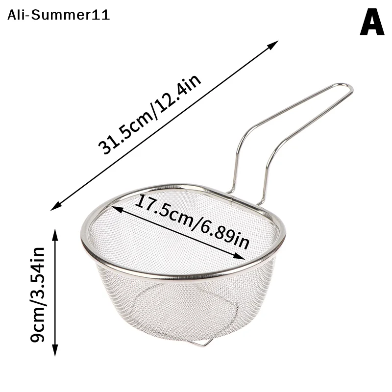 【NpA】1Pc 2025 New Stainless Steel Colander Kitchen Lo Mein Strainer Deep Frying Basket Chafing Dish Versatile Cooking Utensil