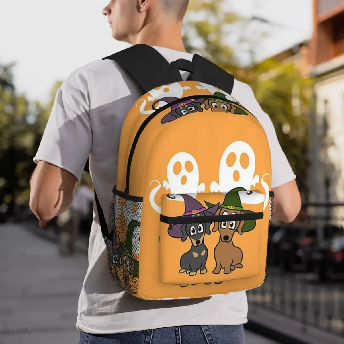 حقيبة ظهر مخيفة ولطيفة من Dachshund Witches حقيبة ظهر ذات سعة كبيرة للأولاد والبنات حقيبة كتب مدرسية حقائب كتف للرجال والنساء