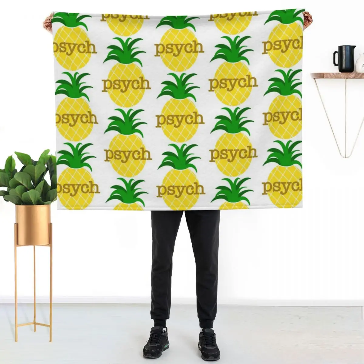 Psych Pineapple Throw Blanket For Sofa Thin Polar Retros Decorative Throw Tourist anime Blankets