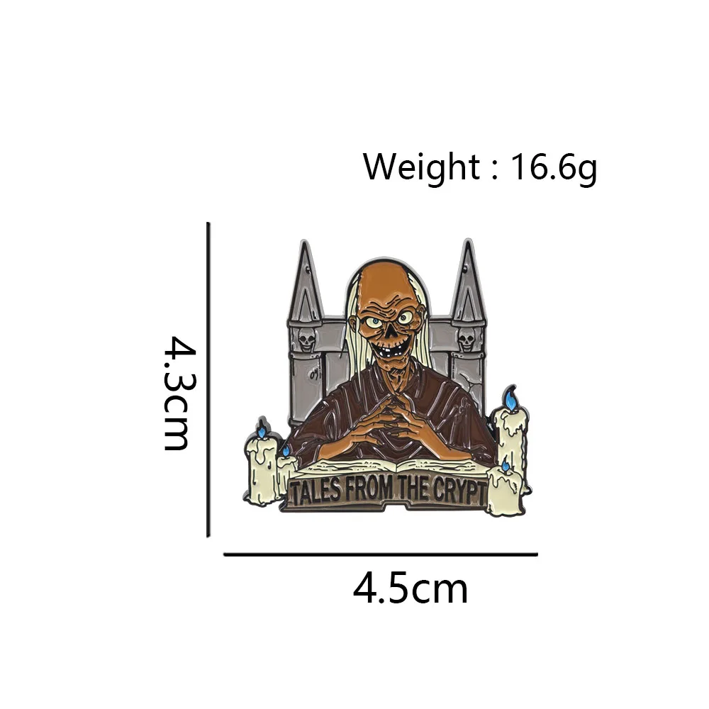 Vintage Tales From The Crypt Emaille-Pin Horrorfilm-Kryptenwächter Metall-Abzeichen Gruseliger Skelett-Zombie Anstecknadel Schmuck-Brosche – Detail 2
