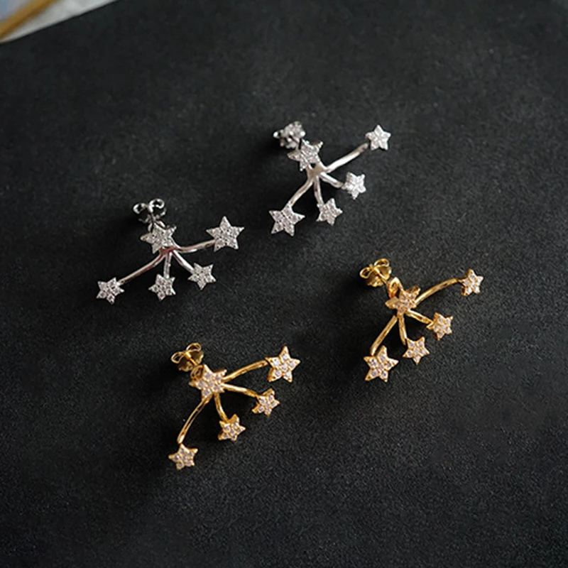 Flowers Zircon 925 Sterling Silver Stud Earring Fashion Luxury Gold Plated Fine Jewelry Earlobe Wrap Earrings for Girls