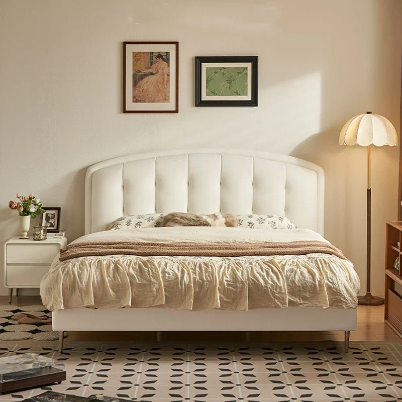 #Wood Frame Fabric Bed Elegant High Profile Beauty Simple Bed Modern Hotel Camas Moderrnas Inteligentes Bedroom Furniture