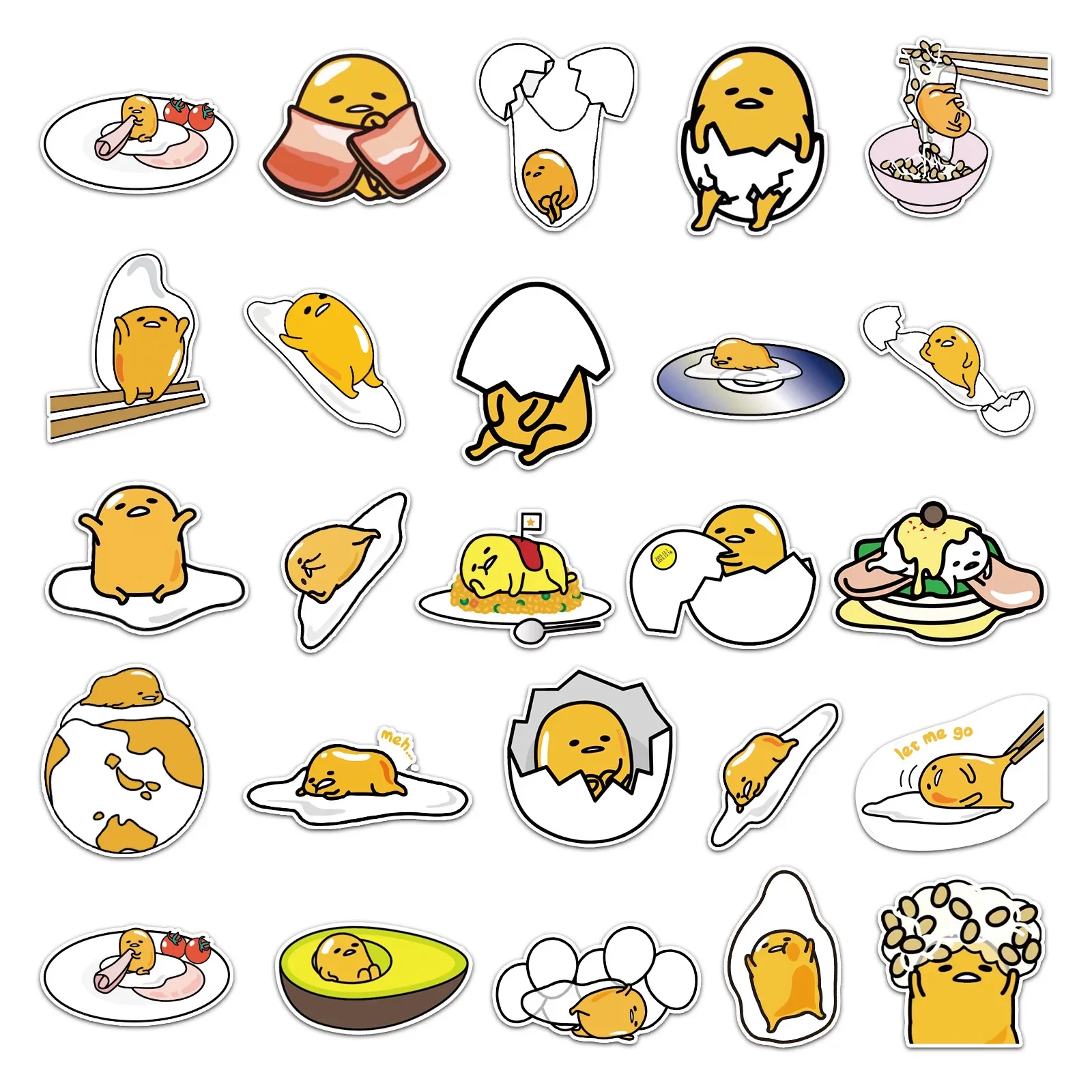 Imagem -06 - Sanrio Gudetama Kawaii Adesivos Decoração Anime dos Desenhos Animados Faça Você Mesmo Hand Account Diário Adesivos Presentes de Alta Qualidade 50 Pcs por Conjunto