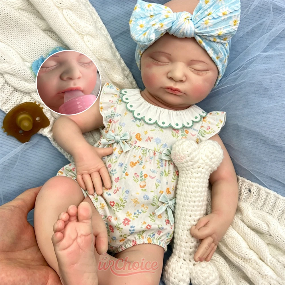 

18inch Soft Real Touch Silicone Reborn Baby Girl Can Use Pacifiers Weighted Soothing Doll For Alzheimer's Patients