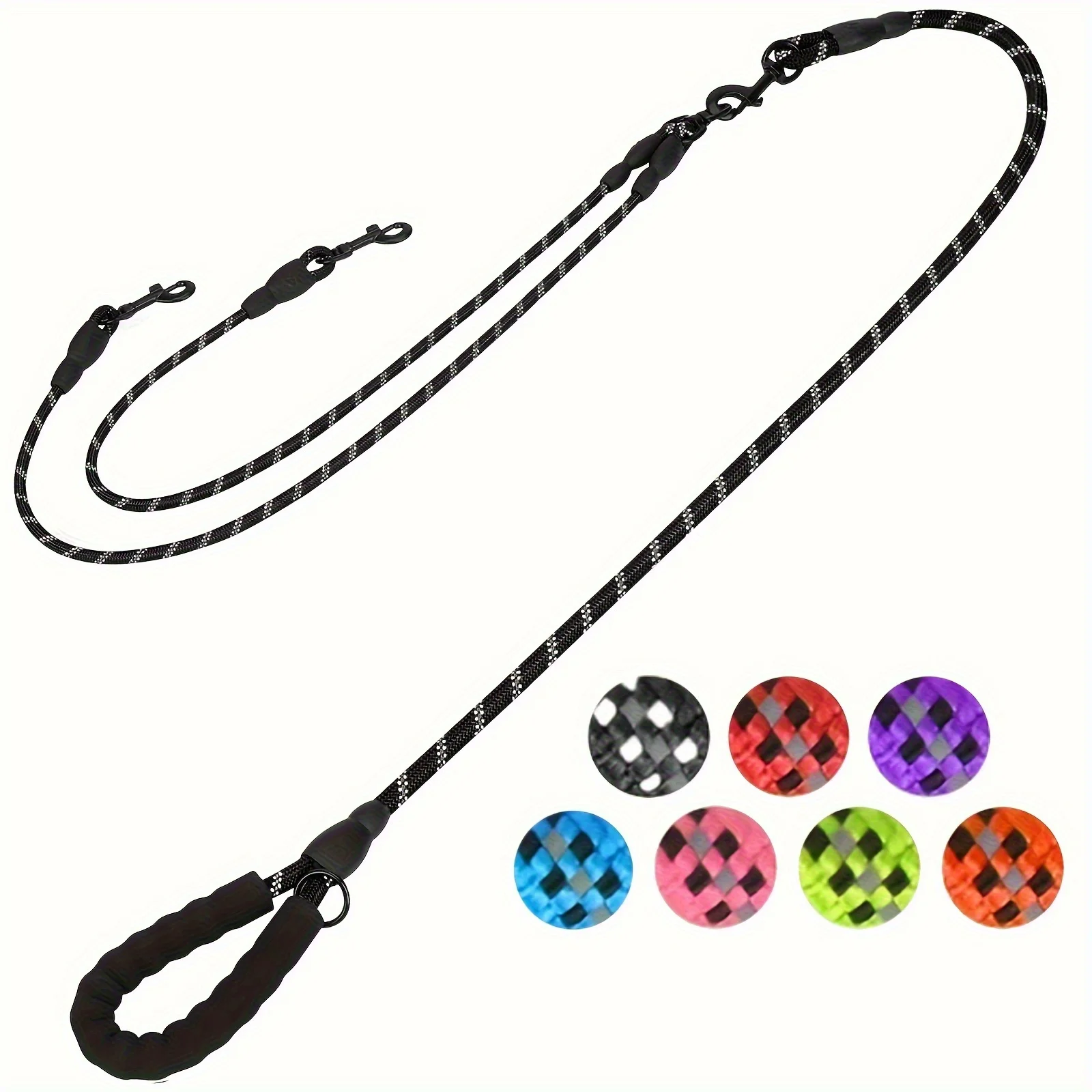 Dual Dog Leash, 360° anti Entanglement Design, Comfortable Shock-Absorbing Reflective Leash, 78.0 Inches Long, Suitable for Leading Two Dogs for Walking and Training at the Same Time, with 7 Colors to Choose from