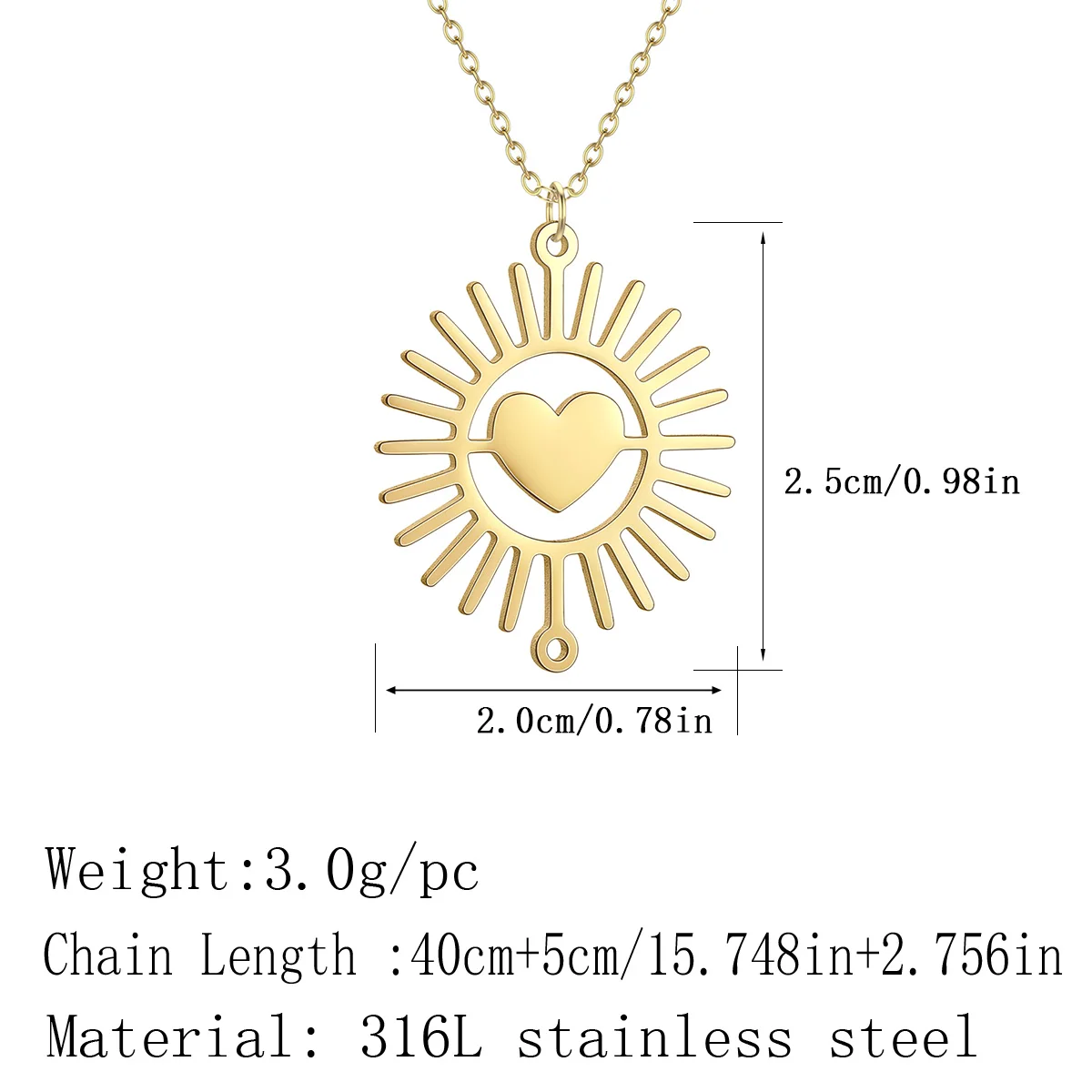 Hollow Heart Sun Pendant Pendant Necklace For Women Geometric Lines Love Necklaces Choker Chain Amulet Jewelry