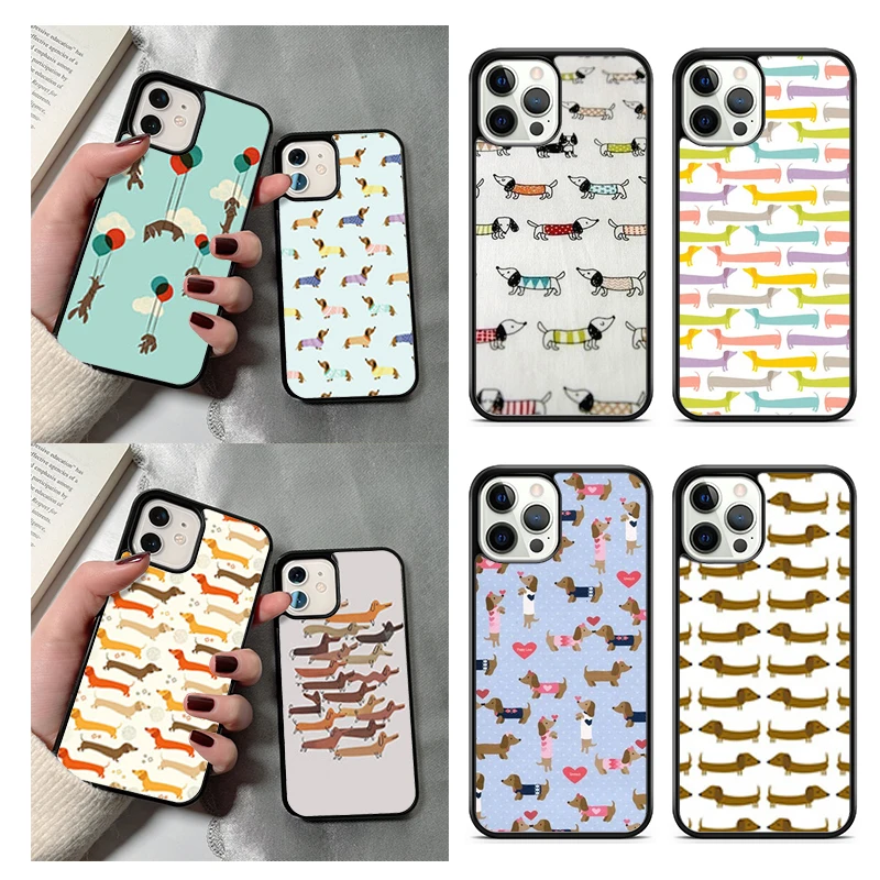 Custodia per telefono Cartoon Bassotto Salsiccia Cane per iPhone 17 Air 14 15 16 16e 13 12 Max Cover per Apple 11 Pro Max Plus Coque