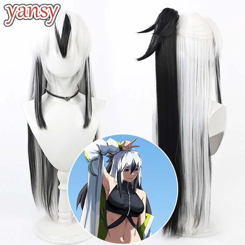 

Yansywig Synthetic Hair Uesugi Kenshin Cosplay Wigs Fate FGO Uesugi Kenshin 90cm White Mixed Black Ponytail Wig Heat Resistant