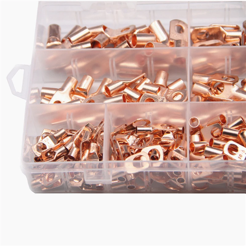 240PCS SC Type Wire Nose Terminal Bare Copper Battery Block Lugs SC6 SC10 SC16 SC25 Crimp Wire Connector Cable Lug Kit