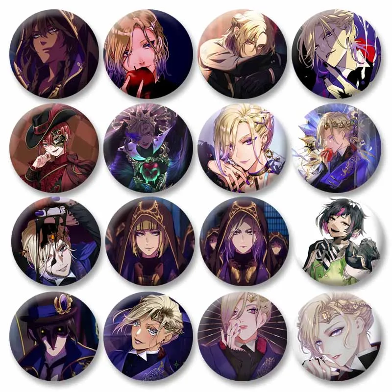 Cartoon Exquisite Round Brooch Game Twisted Wonderland Vil Riddle Enamel Pin Bag Clothing Jewelry Badge Decoration Accessories