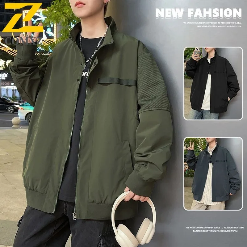 

COMXZ Men Jacket Solid Color Loose Classic Lightweight Outdoor Hiking Travel Camping Windbreaker Autumn Jacket with No Hood