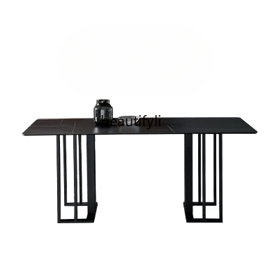 

Minimalist Light Luxury Industrial Style Marble Stone Plate Dining Table Nordic Minimalist Modern Dining Tables and Chairs Set