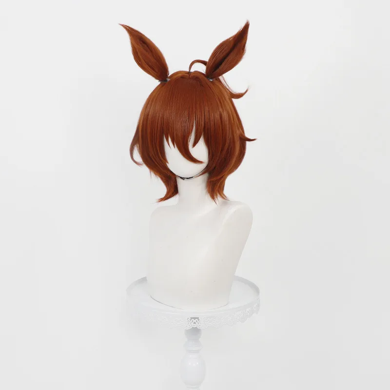 Game Pretty Derby Agnes Tachyon Cosplay Wig Superluminal Princess Short Wig Ear Tail For Comicon Hallowmas Party Adult Women Men