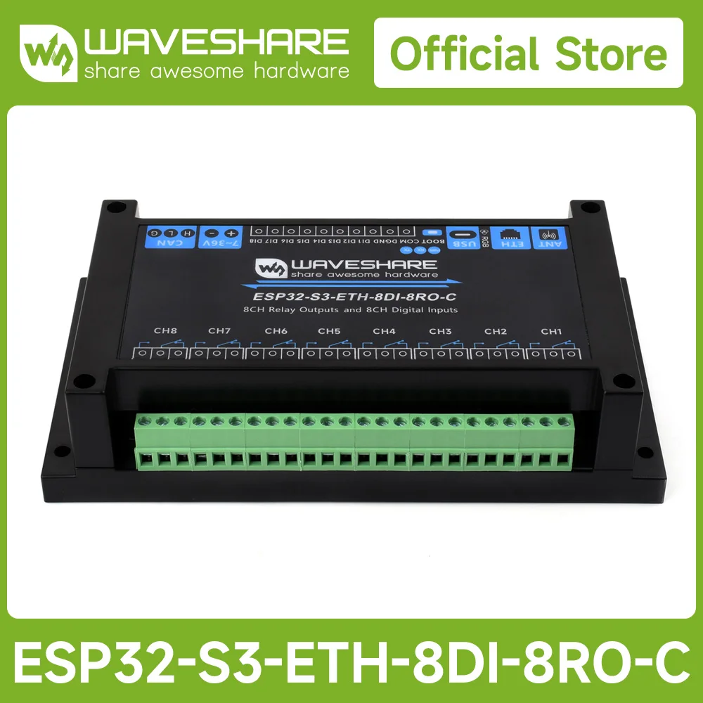 Industrial 8-Channel ESP32-S3 WiFi Relay Module, Onboard Isolated CAN Interface, Multiple Isolation Protection Circuits 32-bit