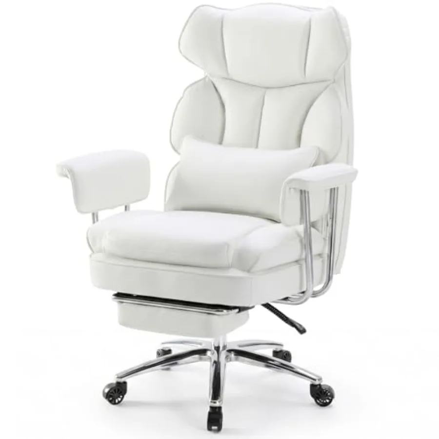 

Home Office Desk Chair Comfy with Foot Rest, PU Leather Ergonomic Big and Tall High Back port, 360° Swivel Wheels, Armrests and