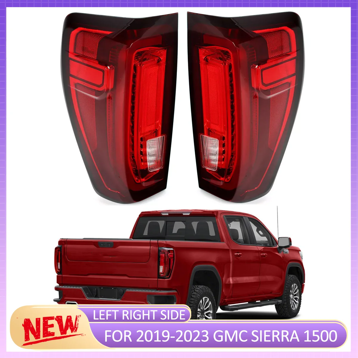 

for GMC Sierra 1500 4-Door 2019 2020 2021 2022 2023 Rear Brake Taillamp Tail Light Assembly Brake Light LED Tail Light