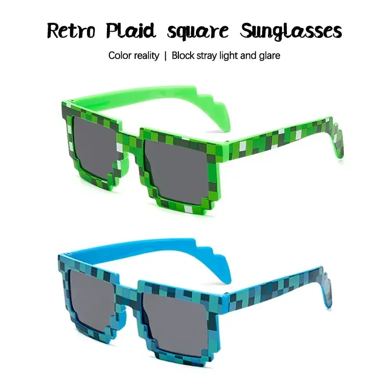 Hot 20 Styles Fashion Sunglasses Kids Cos Play Action Game Toy Minecrafter Square Glasses with EVA Case Toys for Children Gift