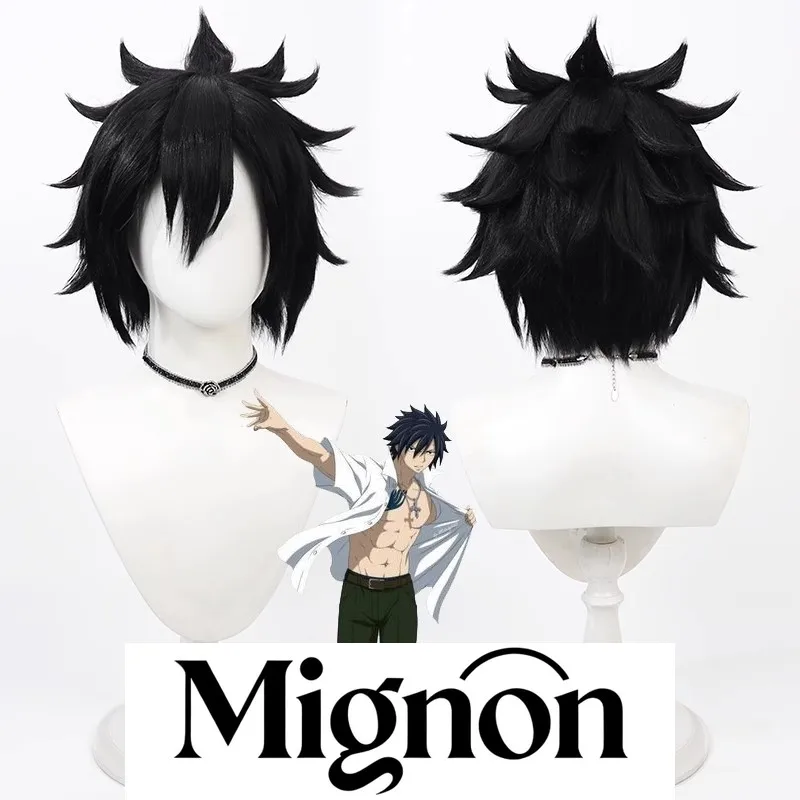 

Fairy Tail Серый Fullbuster парик для косплея черный кукурузный ряд ледяной след подарок на Хэллоуин