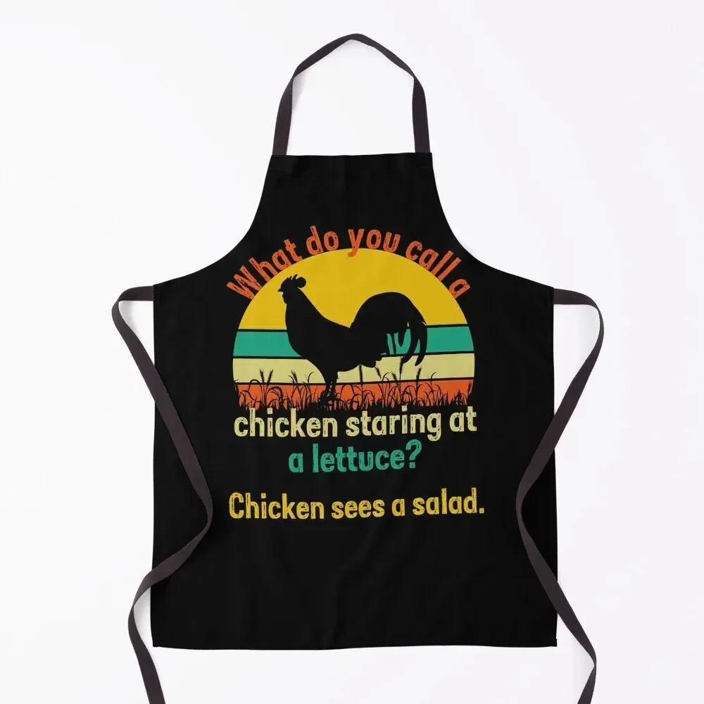 What do you call a chicken Funny chicken jokes Apron Kitchens Woman kitchen clothes nail tech supplies Apron