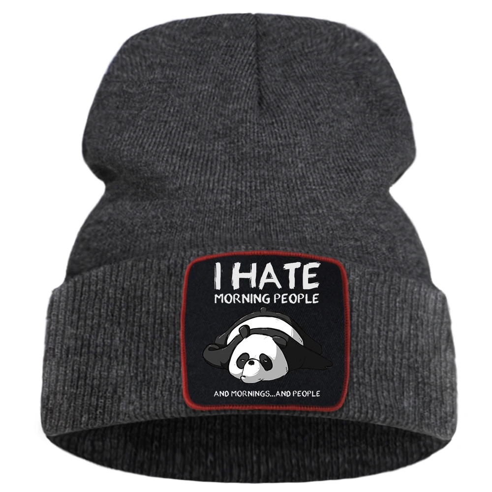 Funny Little Panda Cartoon Prints Mens Knitted Hats Outdoor Warm Fashion Ski Hat Winter Women Cotoon Hip Hop Beanies For Women