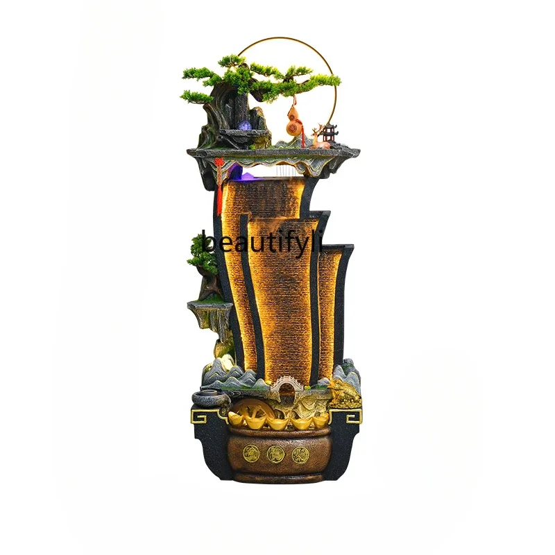 Chinese alpine circulating water fountain water feature feng shui wheel decorative flowing water ornament living room