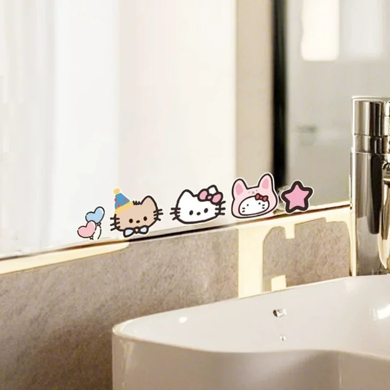 Sanrio Anime Cartoon HelloKitty Mirror Stickers Cute  Originality Decoration Bathroom Fashion Delicate Self-adhesive Sticker